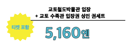 티켓 포함 교토철도박물관 입장 + 교토 수족관 입장권 성인 권세트 5,160엔