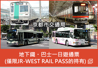 地下鐵・巴士一日遊通票（僅限JR-WEST RAIL PASS的持有者）