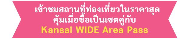 เข้าชมสถานที่ท่องเที่ยวในราคาสุดคุ้มเมื่อซื้อเป็นเซตคู่กับ Kansai WIDE Area Pass