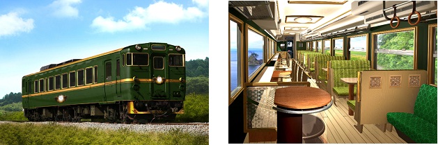 城端・氷見線コンセプト列車の外観と内装のイメージ