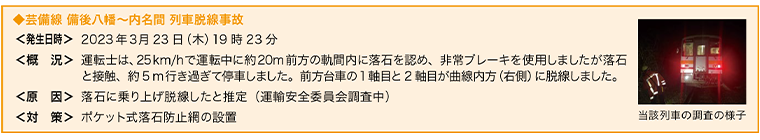 ◆芸備線 備後八幡〜内名間 列車脱線事故